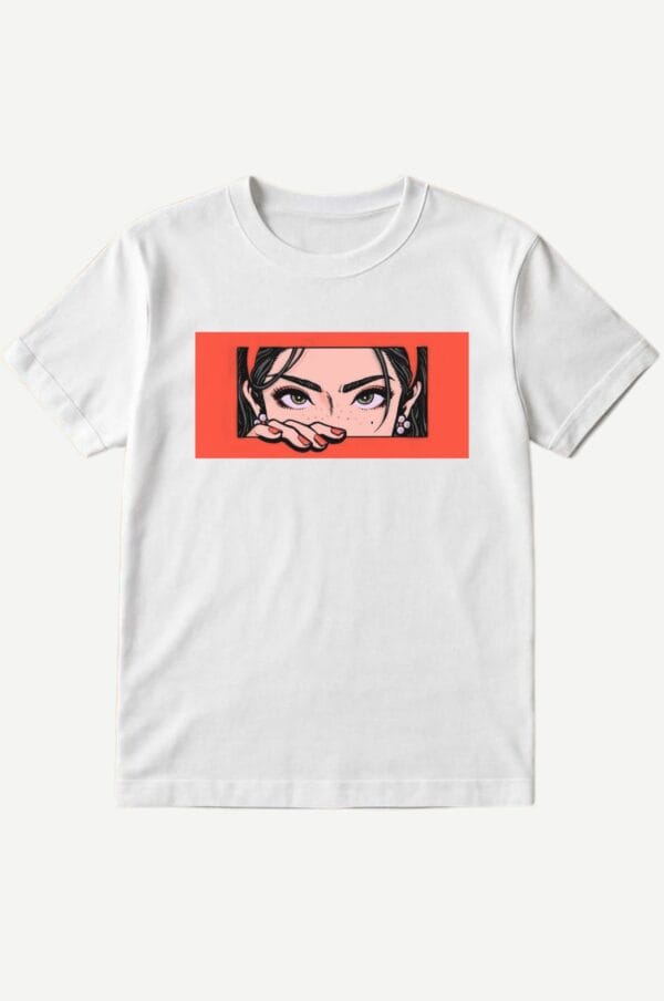 Anime Eyes Graphic T-Shirt – Black Cotton Tee with Red Frame Print | Zarrox - Image 2