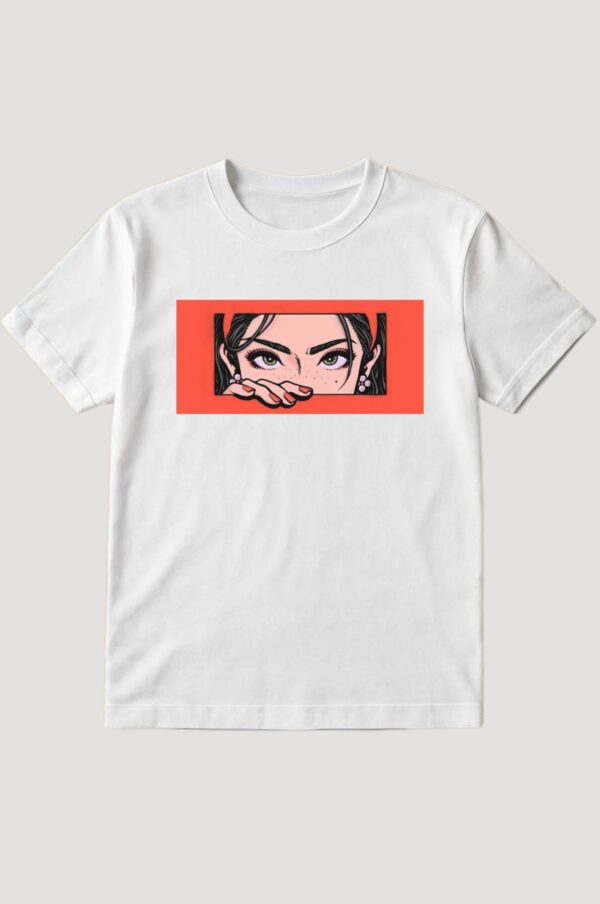 Anime Eyes Graphic T-Shirt – Black Cotton Tee with Red Frame Print | Zarrox - Image 2